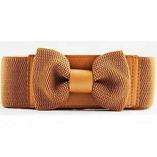 Womens Solid Color Elastic Bow Stylish Wide Belt