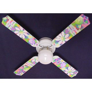 Ceiling Fan Designers 42 in. Peace Love Happy Face 60s Flowers Indoor Ceiling