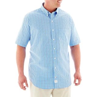 Izod Short Sleeve Plaid Woven Shirt Big and Tall, Blue, Mens