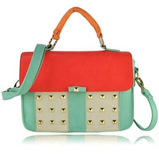 Bright Patchwork Women Messenger Bag With Rivets