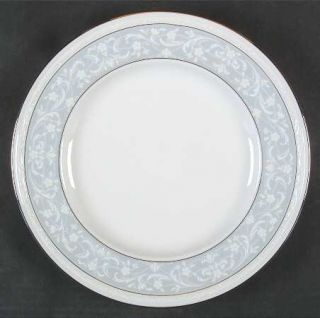 Noritake Glenrose Platinum Dinner Plate, Fine China Dinnerware   White Floral, B