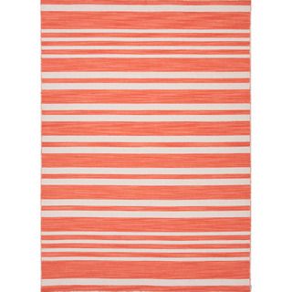 Handmade Flat weave Stripe Pattern Red/ Orange Area Rug (10 X 14)