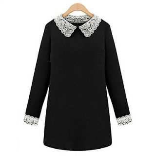 WeiMeiJia Womens Lovely Doll Collar Lace Dress(Black,Pink)
