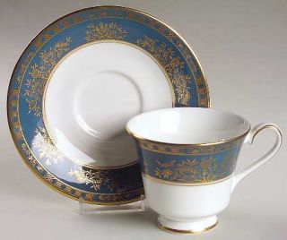 Royal Doulton Earlswood Footed Cup & Saucer Set, Fine China Dinnerware   Gold Fl
