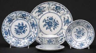 Johnson Brothers Indies Blue 5 Piece Place Setting, Fine China Dinnerware   Blue
