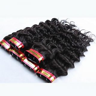 24 Inch Factory Price Hair Extensions Natural Black Deep Wave Mongolian Virgin Hair Weft 62G/Piece