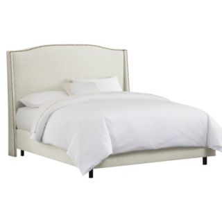 Skyline Queen Bed: Palermo Nailbutton Wingback Linen Bed   Talc