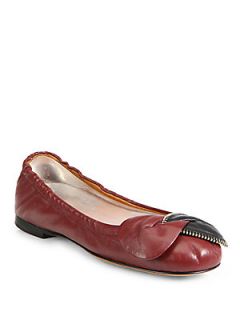 See by Chloe Clara Leather Zipper Trimmed Ballet Flats