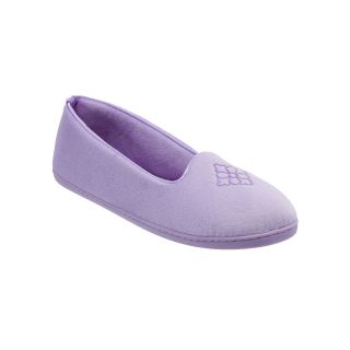 Dearfoams Embroidered Velour Slip On Slippers, Purple, Womens