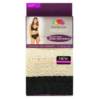 Fruit of the Loom SELECT Modal with Lace Brief 3 Pack   Assorted Colors 10