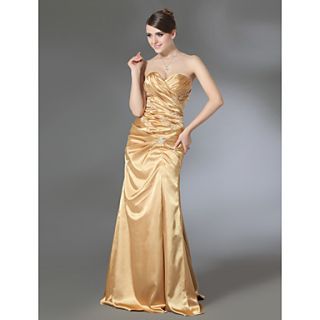 Sheath/Column Sweetheart Floor length Stretch Satin Evening Dress with Removable Court Train