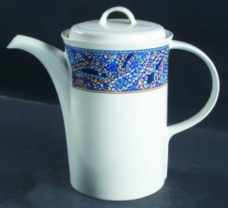 Mikasa Roman Court Coffee Pot & Lid, Fine China Dinnerware   Stoneware, Intaglio