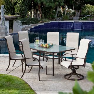 Coral Coast Del Rey Deluxe Padded Sling Dining Set   Seats 6 Beach   TTLC435 1
