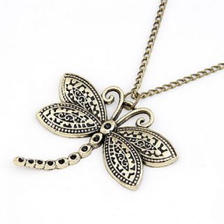 Fashion Alloy With Dragonfly Shaped Pendant Sweater Chain Womens Necklace