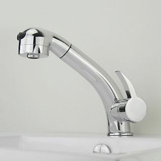 Contemporary Chrome Finish Multi Function Hot And Cold Basin Faucet with Pull Out Shower