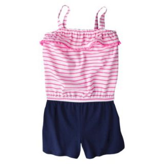 Circo Infant Toddler Girls Sleeveless Striped Romper   Pink/Navy 18 M