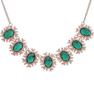 Fashionable Oval Multicolor Gemstone Short Necklace(Assorted Color)