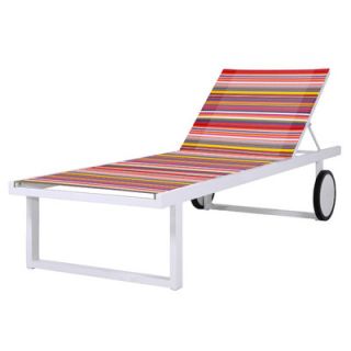 Mamagreen Stripe Chaise Lounge MS8 Frame Finish White Aluminum, Finish Red 