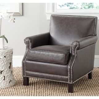 Safavieh Easton Antique Brown Club Chair (Antique brownIncludes One (1) chairMaterials Iron, birch wood and PUFinish EspressoSeat dimensions 19.3 inches width and 21.3 inches depthSeat height 17.7 inchesDimensions 31.7 inches high x 28.3 inches wide
