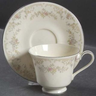 Royal Doulton Diana Footed Cup & Saucer Set, Fine China Dinnerware   Pastel Flow