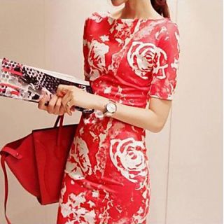 CXY WomenS Sweet Printed Red Dress(Red)