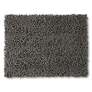 Chenille Lines Bath Rug Collection, Silver/Grey