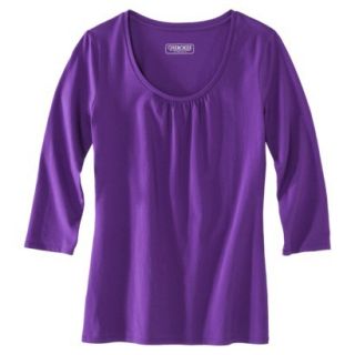 Womens Refined 3/4 Sleeve Scoop Tee   Royal Purple   XL