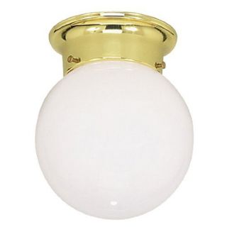 Livex Lighting 1 light Polished Brass Opal Glass Flush Mount Globe