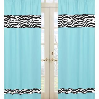 Turquoise Funky Zebra 84 inch Curtain Panel Pair (Turquoise, Black and whiteConstruction: Rod pocketPocket measures: 1.5 inches deepLining: NoneDimensions: 42 inches wide x 84 inches long Materials: CottonCare instructions: Machine WashableThe digital ima