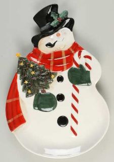 Mister Frosty 18 Figural Platter, Fine China Dinnerware   Snowman On Black,Coup