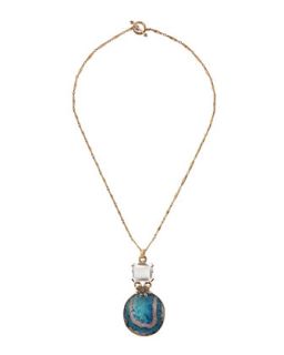 Agate and Quartz Long Crystal Pendant Necklace
