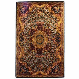 Handmade Classic Empire Royal Blue/ Burgundy Wool Rug (6 X 9) (BluePattern: OrientalMeasures 0.625 inch thickTip: We recommend the use of a non skid pad to keep the rug in place on smooth surfaces.All rug sizes are approximate. Due to the difference of mo