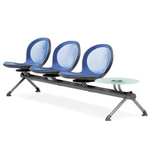 OFM Net Series Mesh Three Chair Beam Seating with Table NB 4G Color: Marine