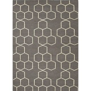 Handmade Flat Weave Geometric Gray Wool Rug (2 X 3)