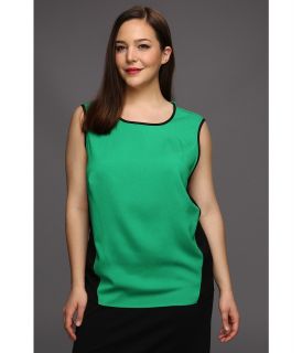 Calvin Klein Plus Size Sleeveless Colorblock Pullover Womens Blouse (Green)