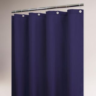 Porcelain Blue Satin Stripe Shower Curtain   World Market