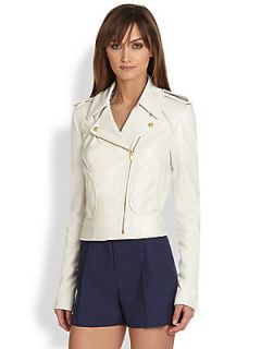 Diane von Furstenberg Theodora Leather Jacket   White