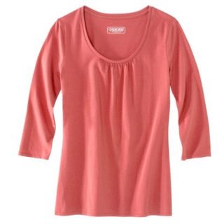 Womens Refined 3/4 Sleeve Scoop Tee   New Coral   XS