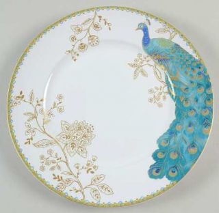 222 Fifth (PTS) Peacock Garden Dinner Plate, Fine China Dinnerware   Turquoise P