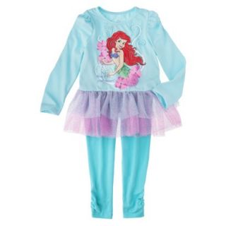 Disney Infant Toddler Girls 2 Piece Ariel Set   Aqua 12 M
