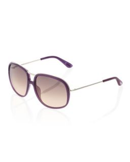 Double Bridge Square Sunglasses, Lilac