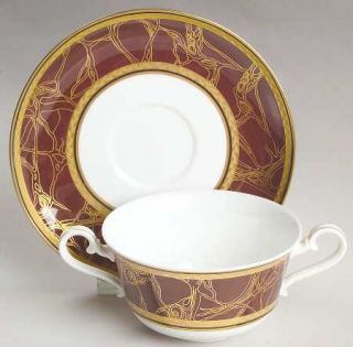 Villeroy & Boch Empress Footed Cream Soup Bowl & Saucer Set, Fine China Dinnerwa
