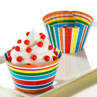 Primary Stripes Reversible Cupcake Wrappers