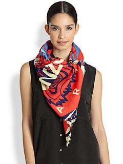 KENZO Tiger Head Oversized Scarf   Red