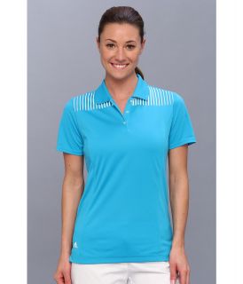 adidas Golf CLIMACHILL Engineered Print Polo 14 Womens Short Sleeve Pullover (Blue)