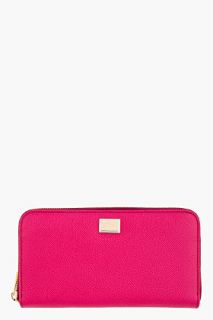 Dolce And Gabbana Fuschia Leather Continental Wallet