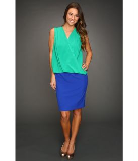 Calvin Klein Blouson Colorblock Dress Womens Dress (Blue)