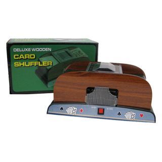 Trademark Poker 1 2 Deck Deluxe Wooden Card Shuffler Brown   10 37581