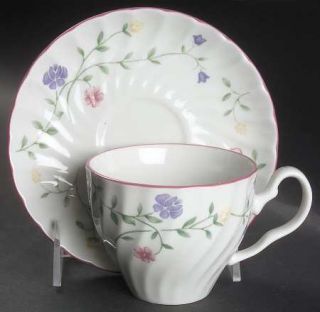 Johnson Brothers Summer Chintz (England 1883 Stamp) Flat Cup & Saucer Set, Fin