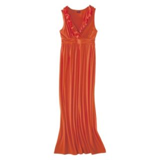 Merona Womens V Neck Ruffle Maxi Dress   Luau Orange   XXL